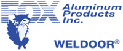 Logo for FOX Aluminum Products Inc., featuring a blue fox graphic and the text FOX Aluminum Products Inc. with WELDOOR® below, all in blue font on a white background.